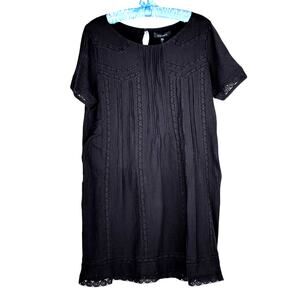 NWT Sanctuary Black Peasant Dress Size L Cotton Peasant Escape